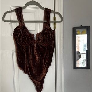 Out from Under Brown Velvet Women's Bodysuit